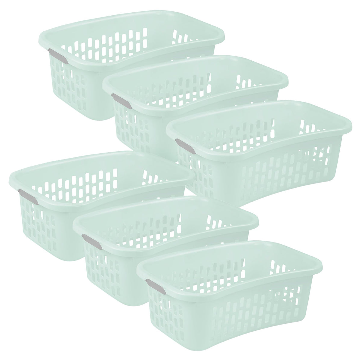 Sterilite HipHold Laundry Basket, Plastic Rectangle Clothes Hamper, 6 Pack