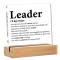 Leader Gifts for Men Women Her, Leader Appreciation Gifts, Leader Definition Clear Acrylic Desk Decorative Sign for Home Office,