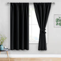 Jiuzhen Blackout Curtains For Bedroom– Thermal Insulated,Noise Reducing Room Darkening Rod Pocket Curtains For Living Room, Set Of 2 Panels With Tiebacks, 42 X 63 Inch Long, Black