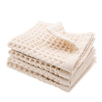 sea me at home Waffle Washcloth Set, 100% Cotton (4 Pcs Washcloth 13x13 inches, Beige)