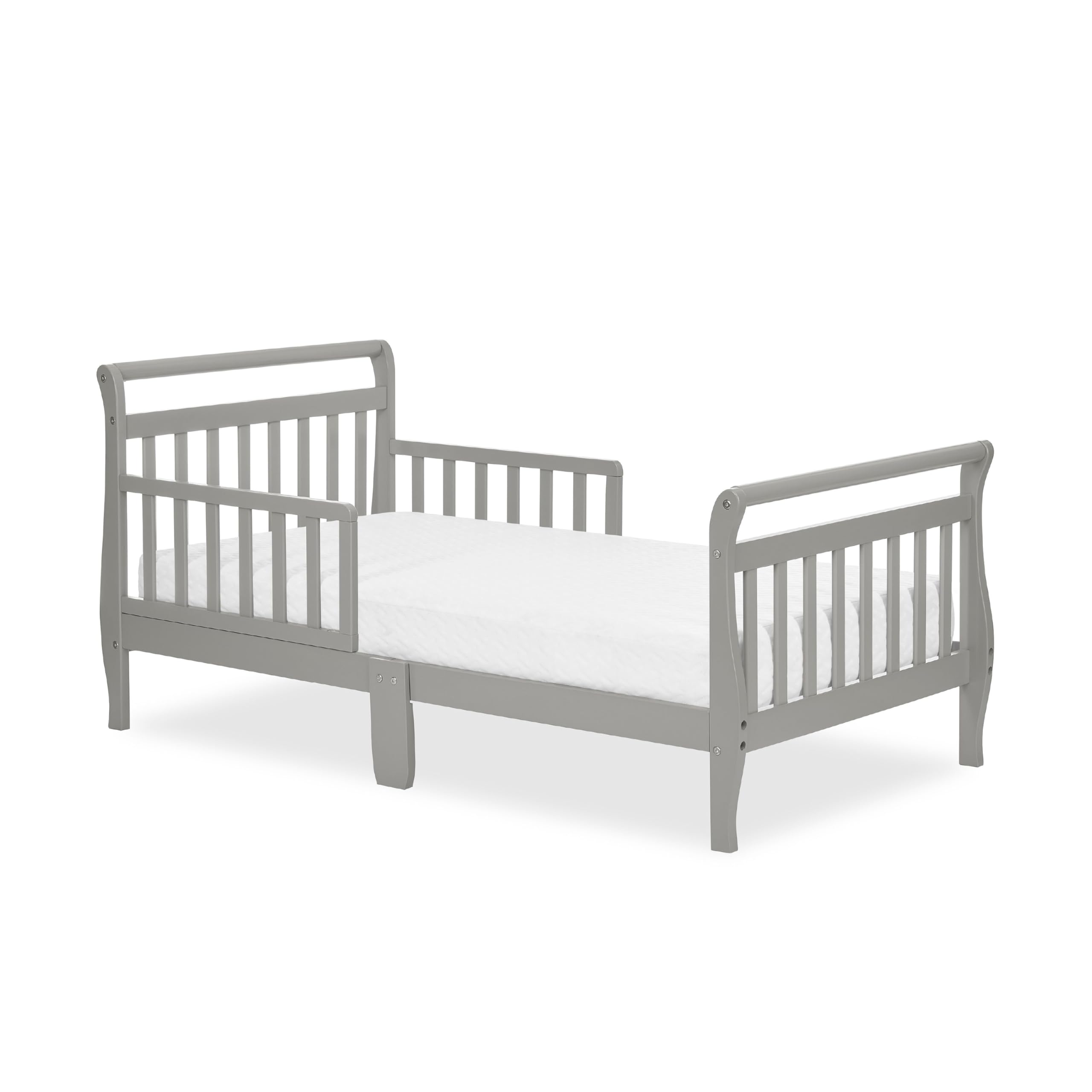 Dream On Me Classic Sleigh Toddler Bed In Cool Grey, JPMA Certified, Comes With Safety Rails, Non-Toxic Finishes, Low To Floor D