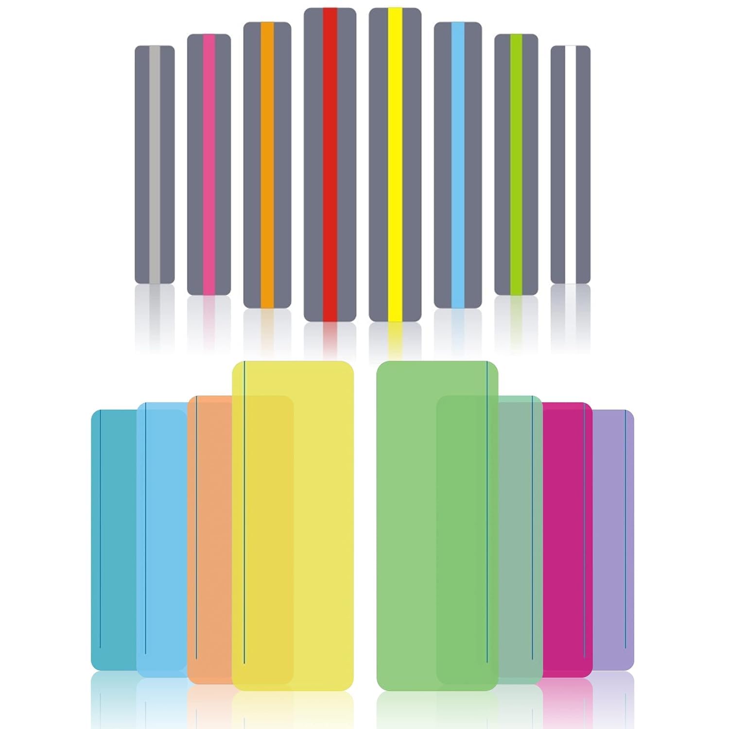 16Pcs Guided Reading Highlight Strips, Reading Ruler Reading Tracking Highlight Strips Colored Overlays Bookmark Assorted Colors
