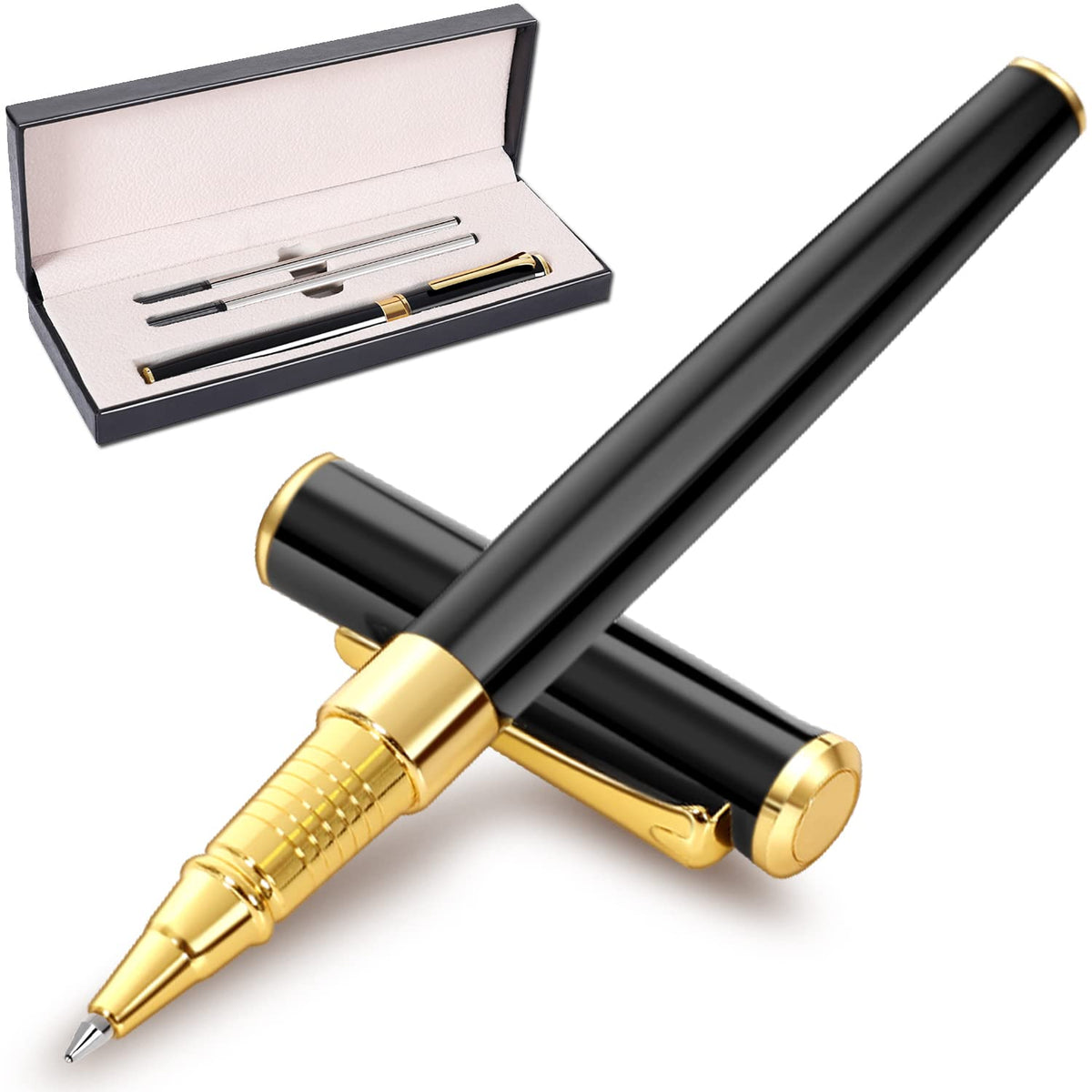 Feidiao Beautiful Ballpoint Pen Set,Office Business Ballpoint Pen Signature Pen With Two Replacement Black Refills, 0.5Mm Nib, B