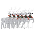 vidaXL Christmas Reindeers 6 Pcs, Christmas Lighting Display with 120 LEDs, Xmas Decoration for Indoor Outdoor, Holiday Ornament, Modern, Silver