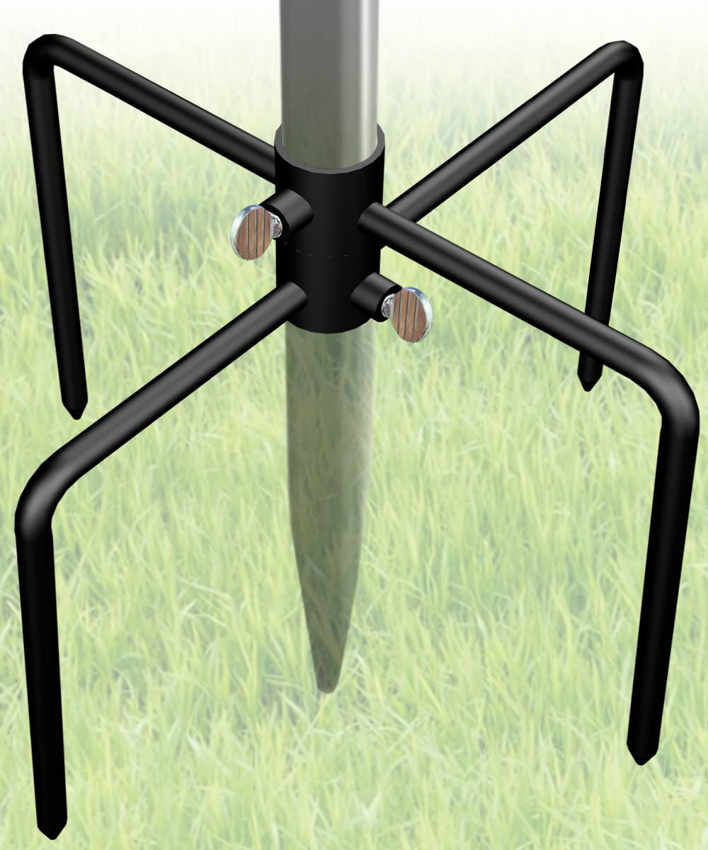 Garbuildman Pole Stabilizer Stand Base With 4 Prongs For Outdoor Bird Feeder Pole, In-Ground Support Applies To 0.74    To 1.1