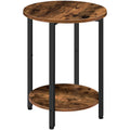 HOOBRO Round Side Table, Sofa Couch Table with Storage Shelf, 2-Tier Industrial End Table, Stable Metal Frame, Wooden Look Accen