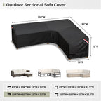 Kylinlucky Patio Sectional Sofa Cover L-Shaped,104'X 83' Waterproof Outdoor Sectional Couch Cover Black