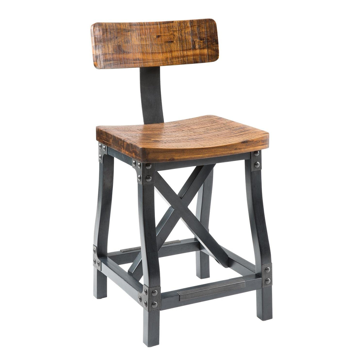 Ink+Ivy Lancaster Counter Stools, Contour Seat, Removable Backrest Modern Industrial Counter-Height Kitchen Chair, Solid Wood, M