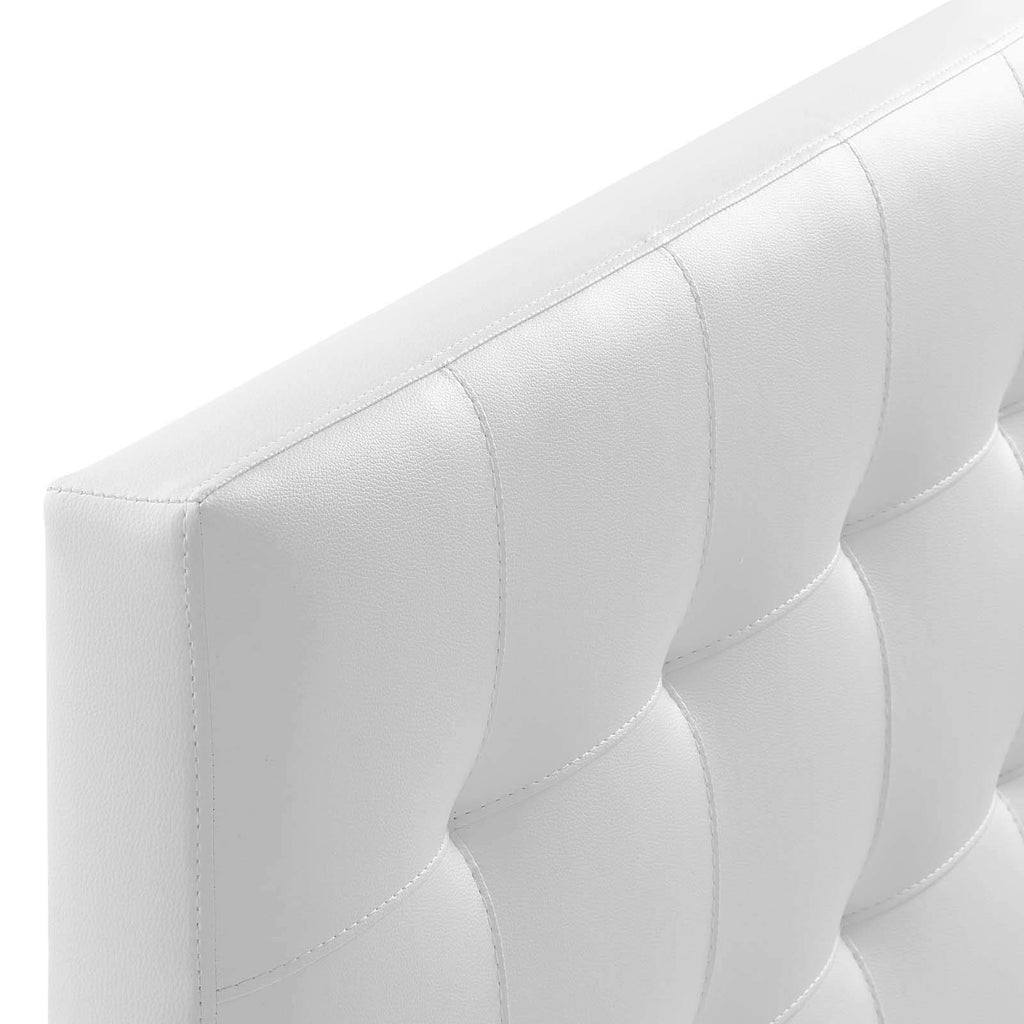 Modway Lily Tufted Faux Leather Upholstered King Headboard in White