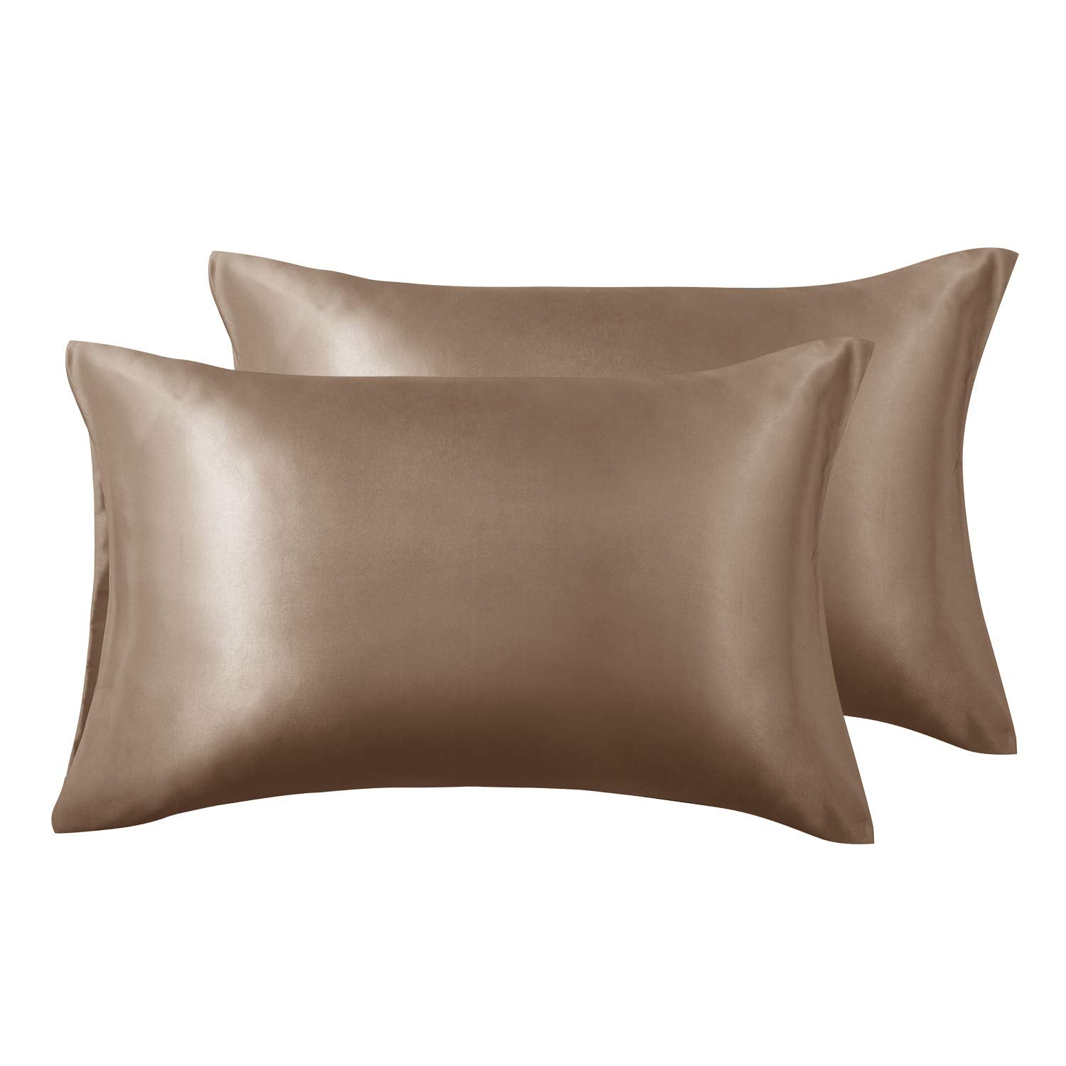 Love'S Cabin Silk Satin Pillowcase For Hair And Skin (Brown, 20X26 Inches) Slip Pillow Cases Standard Size Set Of 2 - Satin Cool
