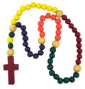 Large Multi Color Wood Prayer Bead 21 Kiddie Rosary Religious Nursery Wall Decor