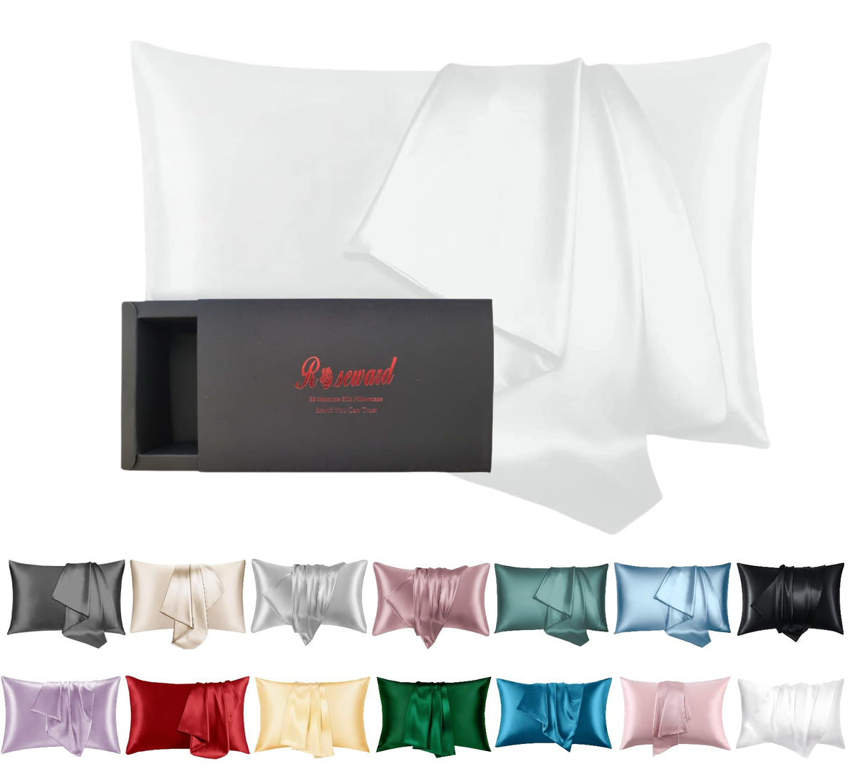 Real 22 Momme Silk Pillowcase For Hair And Skin Made In Usa, Pure Silk Pillow Cases Standard Size With Zipper, 6A Grade 100% Org