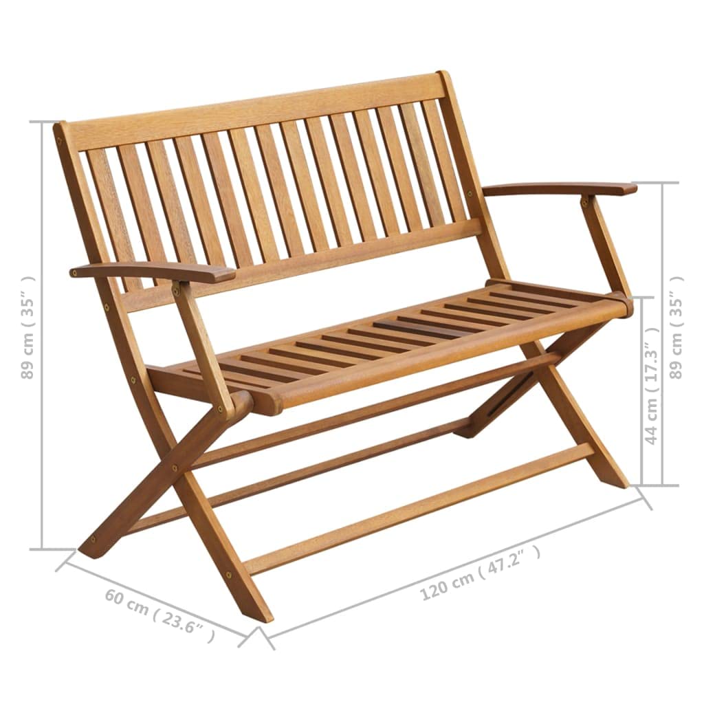 Solid Acacia Wood Patio Bench with Waterproof Cushion - Thumbnail 2