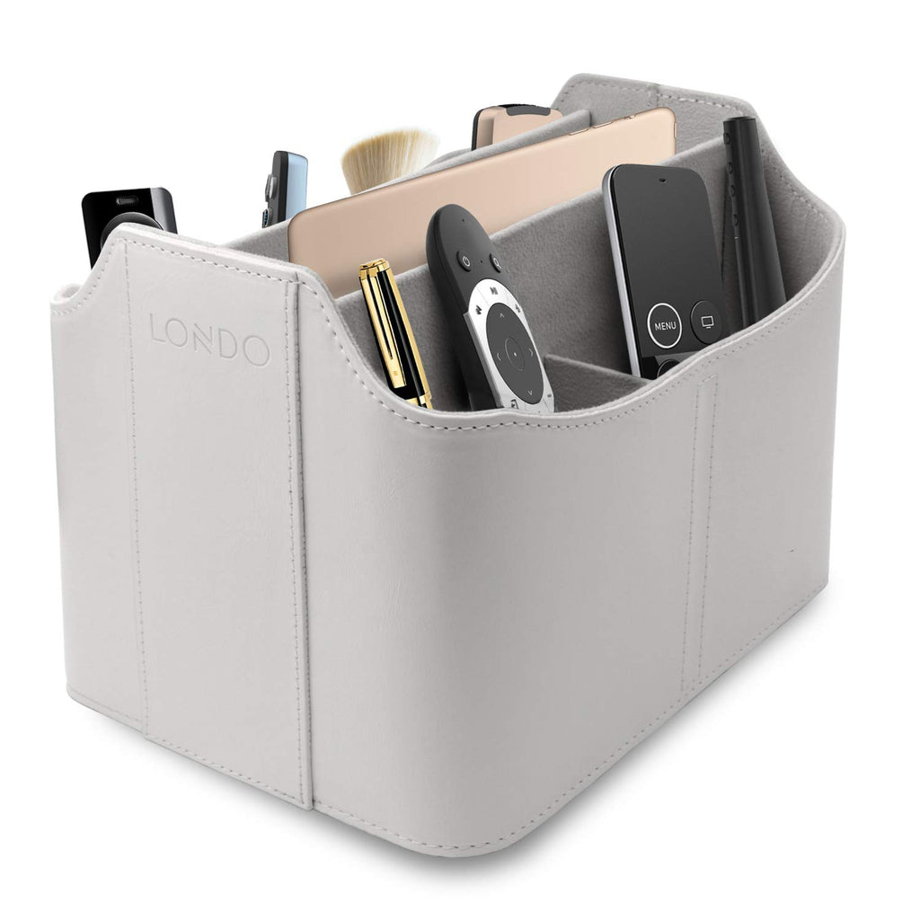 Londo Leather Remote Control Organizer And Caddy With Tablet Slot