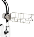 Knh Mart Kitchen Sink Sponge Holder Over Faucet Stainless Steel Caddy | Adjustable Tap Clamp Organizer Rack | Drain Shelf For So