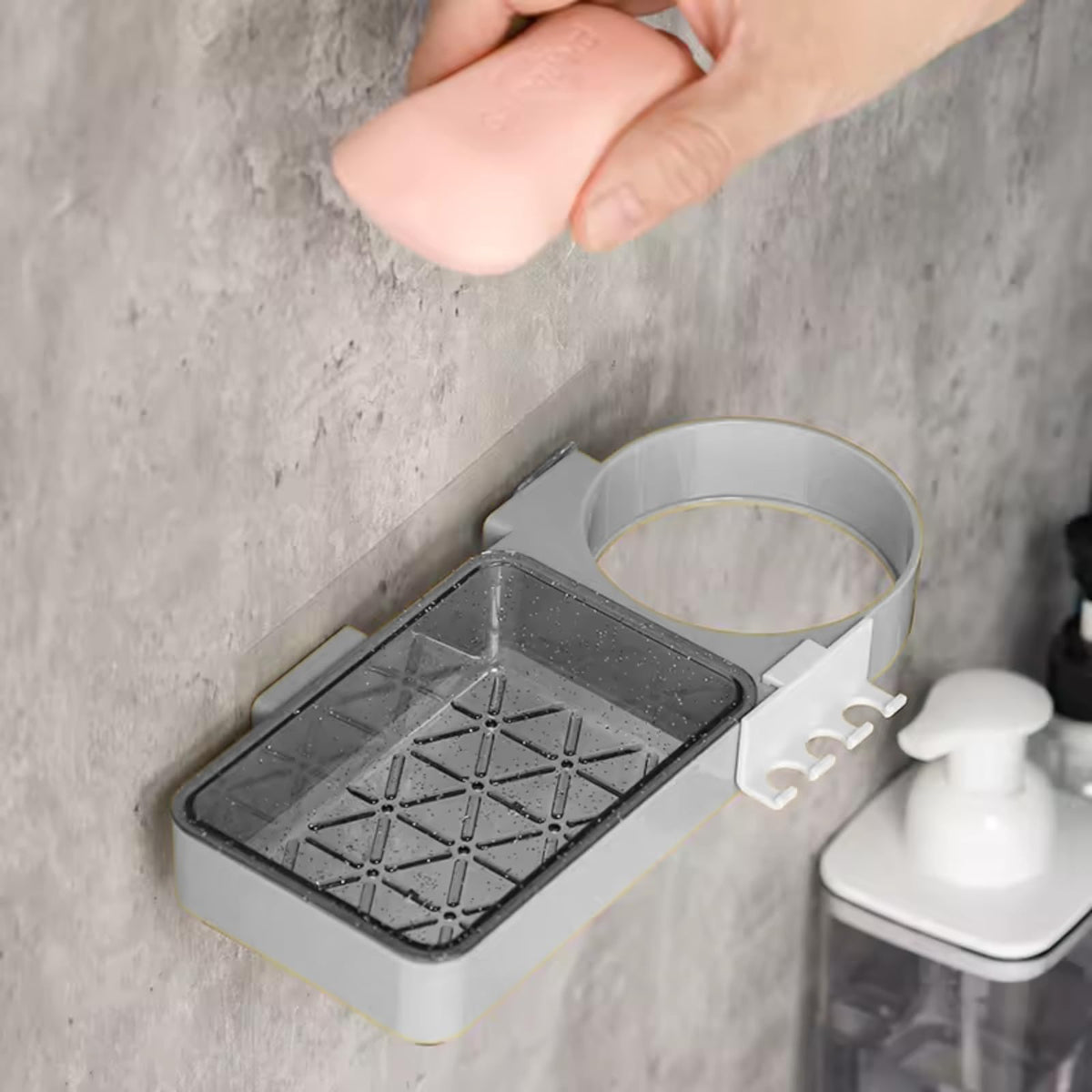 Cyrox Plastic Drain Quickly Soap Dish & Hair Dryer Stand | Easy to Clean | Towels, Rubber Bands, Brushes Hanging Hooks & Magic S