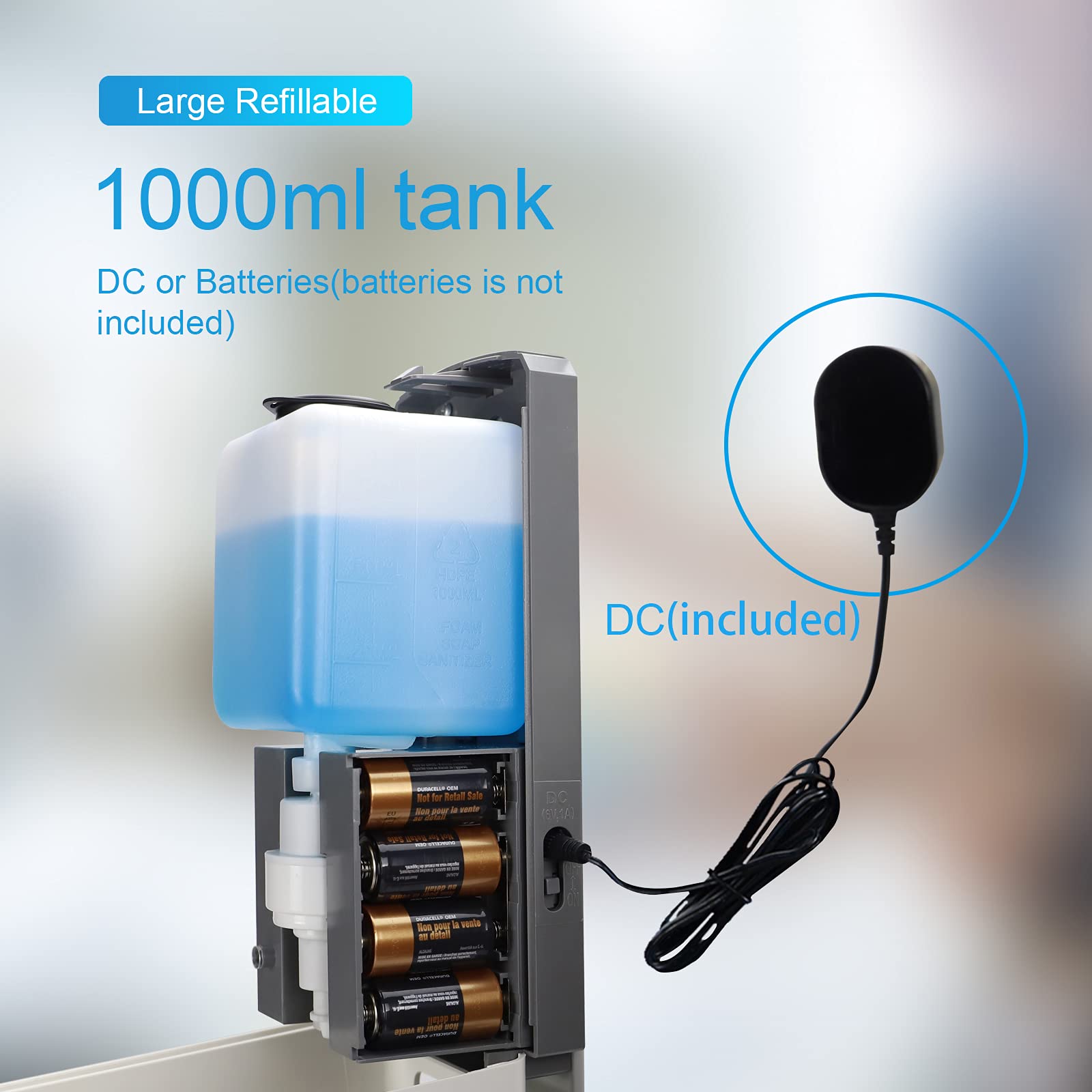 Aettl Touchless Automatic Foaming Hand Soap Dispenser Wall Mount, Motion Sensor Foam Liquid Refill Bottle Sanitizer Dispensing F