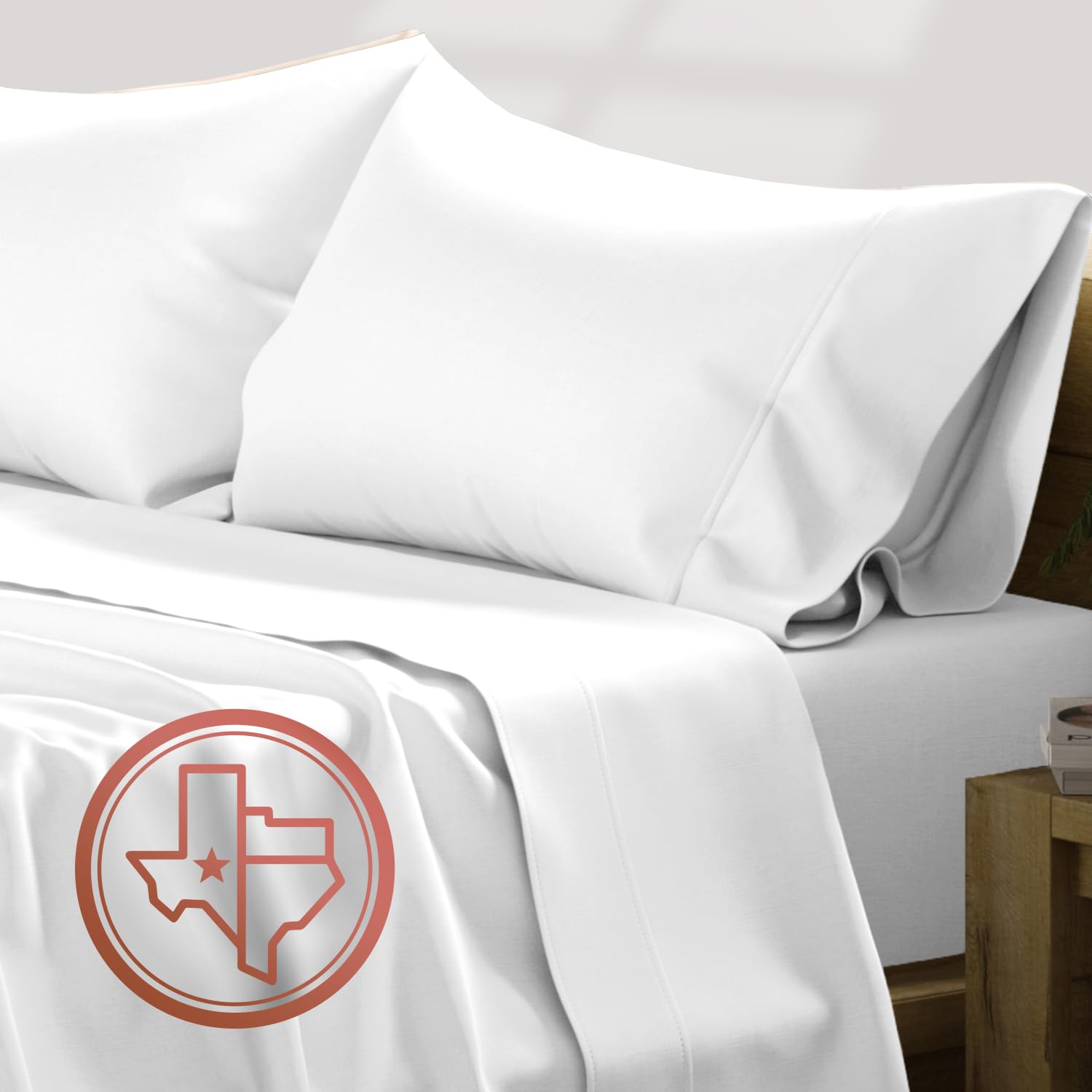 Texas Linen Co. Luxury Egyptian Cotton 4 Piece Full Size Sheet Set - 600 Thread Count Deep Pocket Fitted And Flat Sheets, Coolin