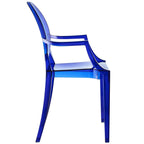 Modway EEI-121-BLU Casper Modern Acrylic Stacking Kitchen and Dining Room Arm Chair in Blue - Fully Assembled
