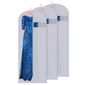 60-Inch Extra Long Garment Bags (3-Pack) - Heavy-Duty PEVA Suit & Dress Covers with Metal Zipper, Clear Window, Foldable for Clo