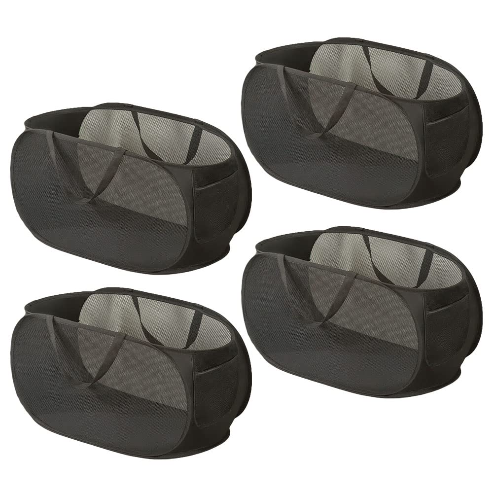 LATERONON 4 Pcs Mesh Popup Laundry Hamper, Opening Laundry Basket,Popup Laundry Basket with Durable Handles,Foldable Pop-up Mesh