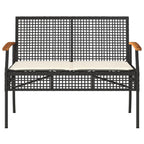 vidaXL Garden bench with cushion poly rattan and acacia wood black