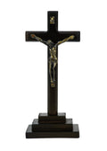 White Deer 7 1/2 Wood Cross Stand with Crucifix (Black)