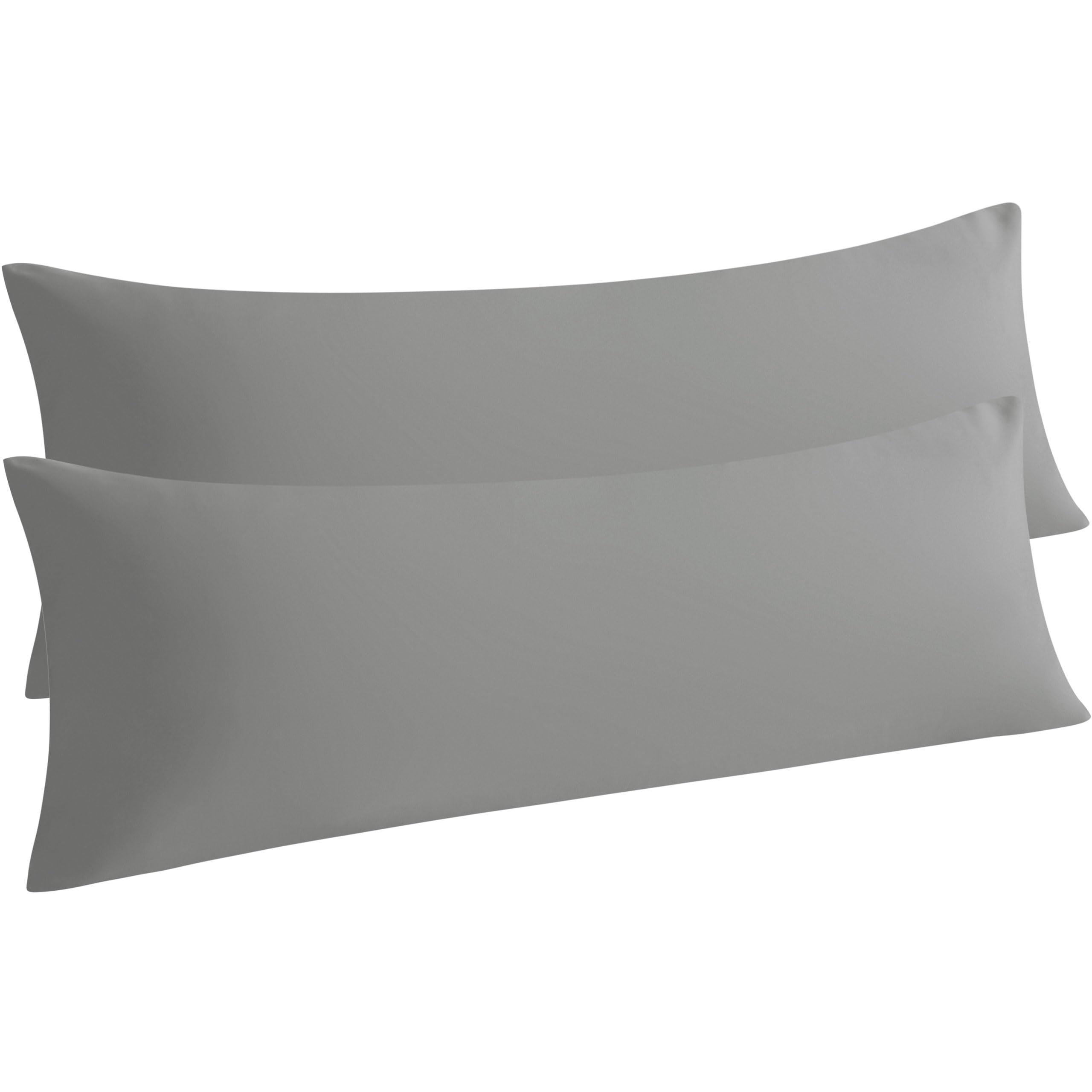 Ntbay 2-Piece Body Pillowcase Set, 20X54 Inches, Smoke Grey, Microfiber, Wrinkle-Free, Fade-Resistant, Envelope Closure