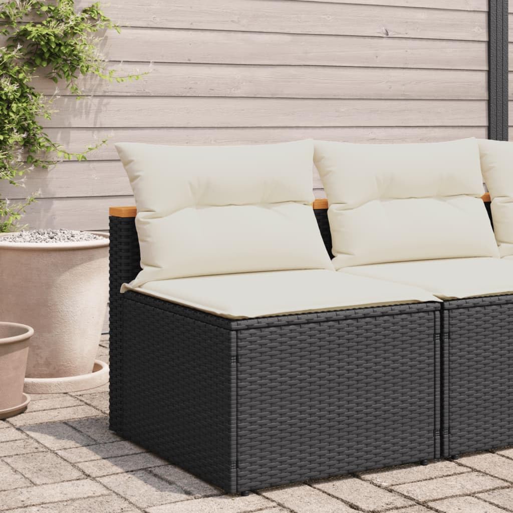 vidaXL Black PE Rattan Outdoor Armless Patio Sofas with Comfort Cushions - Versatile Garden Seating Furniture Set, Easy Maintenance, Modular Design