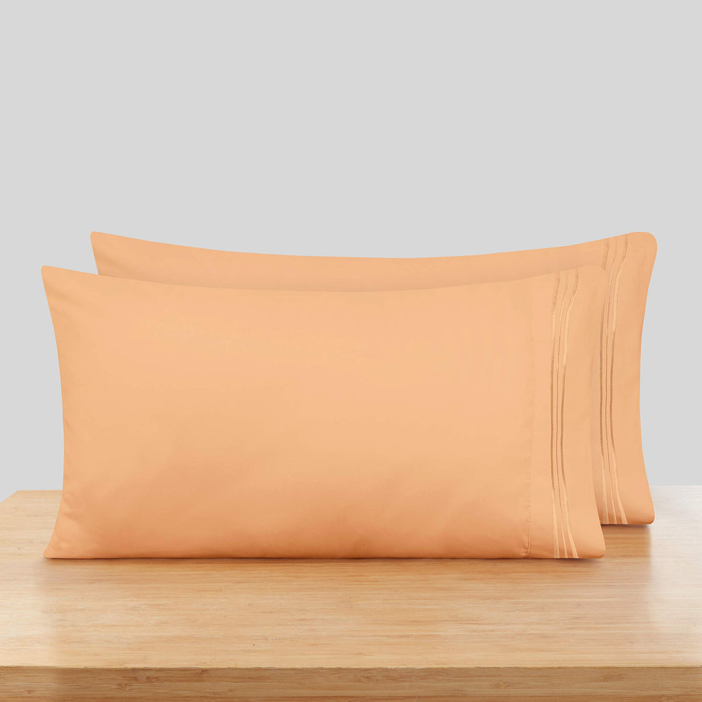 Nestl Orange King Pillow Cases 2 - Soft King Size Pillow Case, 1800 Brushed Microfiber Pillowcases, Envelope Closure Pillowcase,