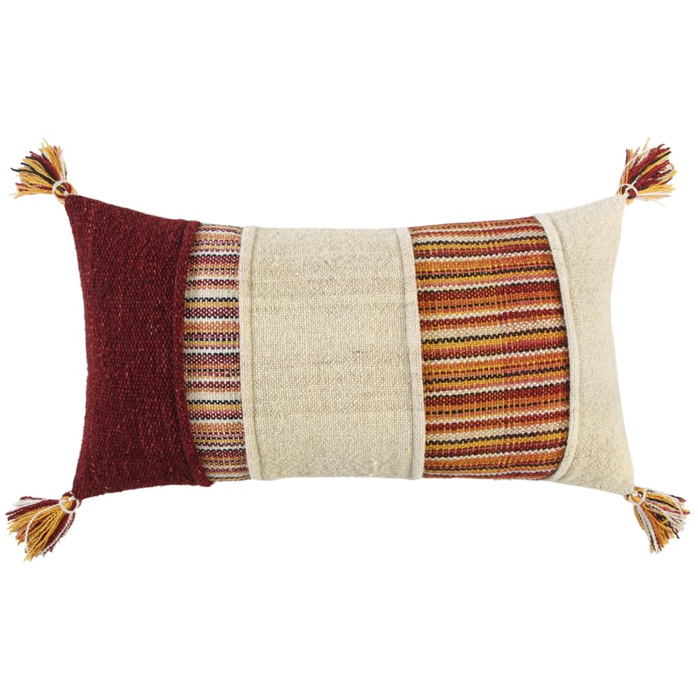 Rizzy Home 14&quot; x 26&quot; Down Filled Pillow with Multi-Color Wool Cover