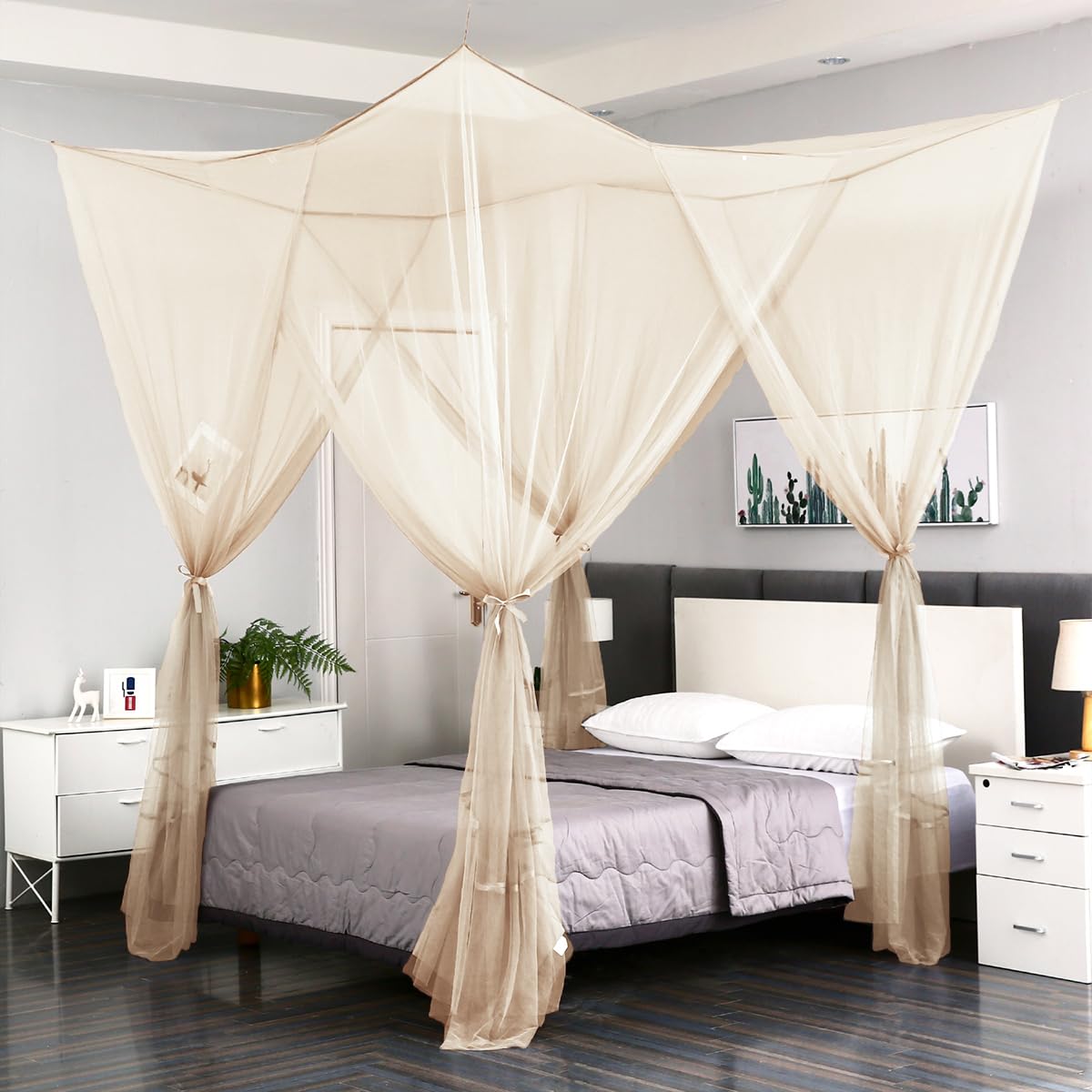 Mengersi Mosquito Net For Bed Canopy,Four Corner Post Canopy Bed Curtains For Twin/Twin Xl Size Bed,Bed Curtains For Patio Indoo