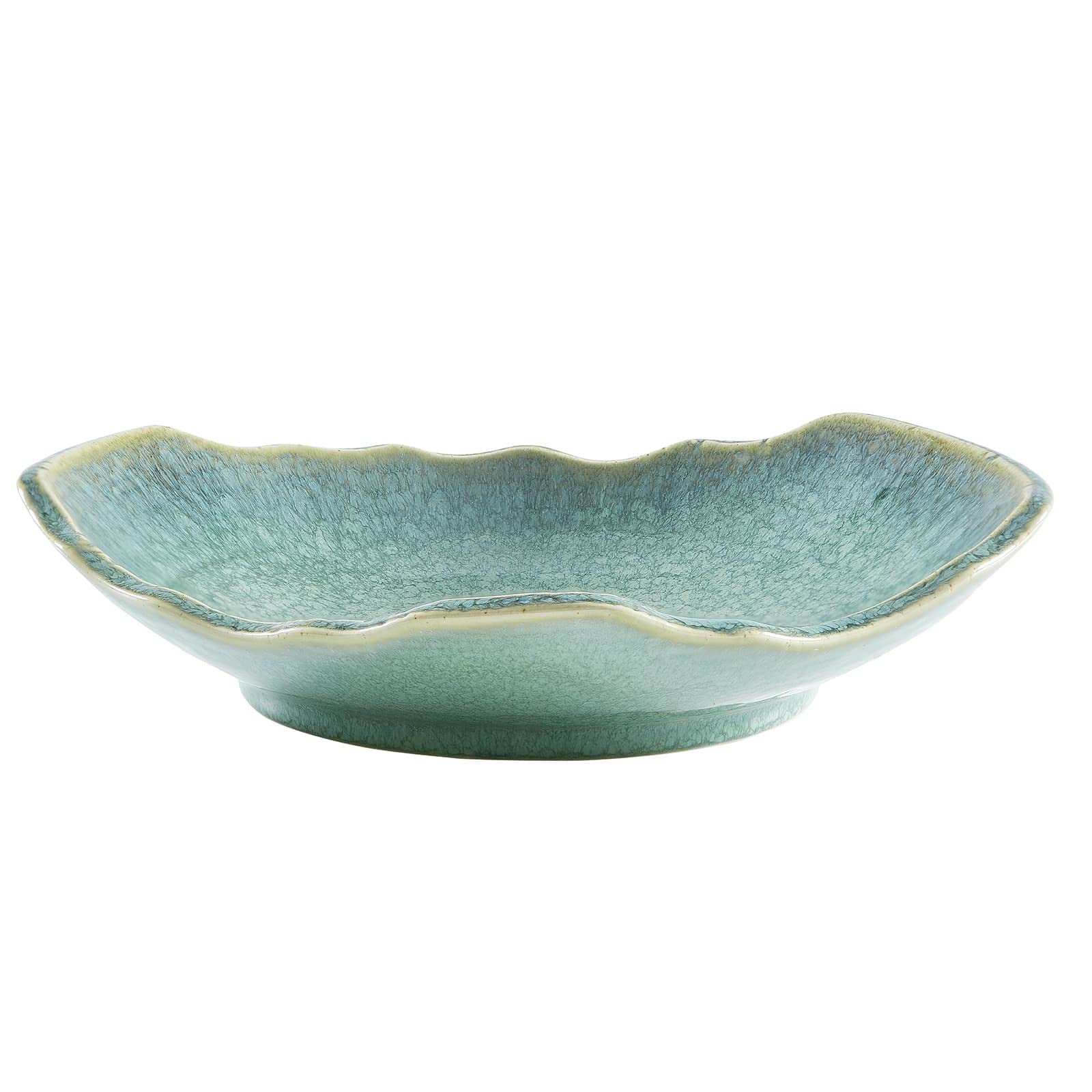 VOMANA Ceramic Decorative Dish, 12 Large Green Decorative Bowl, Versatile Centerpiece Decor, Key Bowl, Gift Decor Tray for Ent