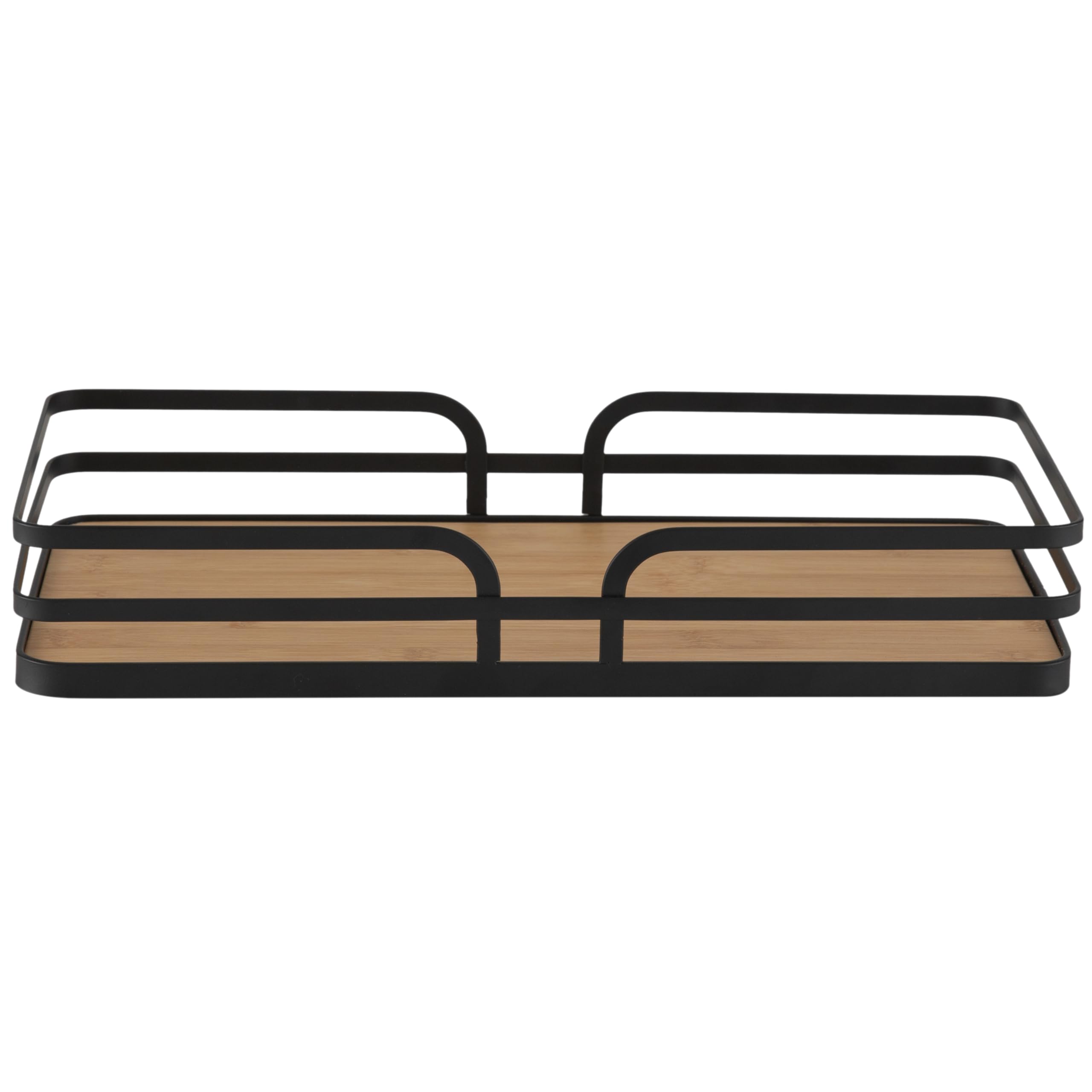 Simplify Vanity Tray | Modern Design | Dimensions 14X 6.5X 2.4 | Great For Cosmetics | Candles | Jewelry | Bamboo & Black |