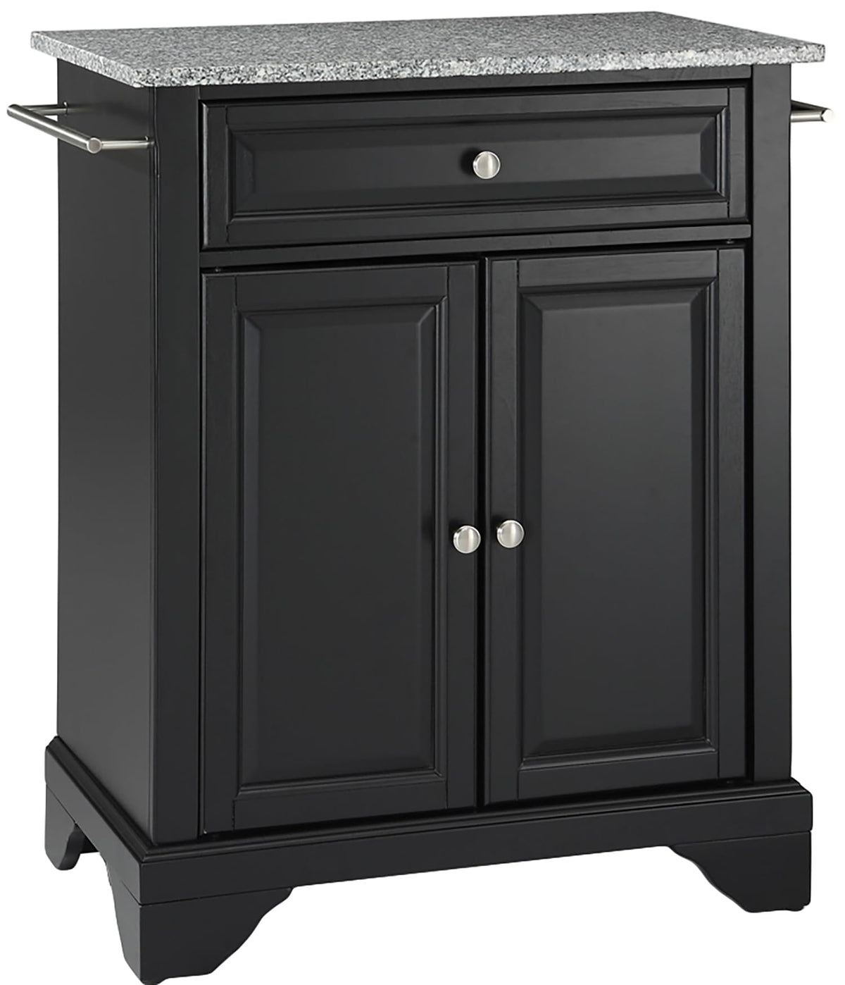 Crosley Furniture Lafayette Granite Top Small Portable Rolling Kitchen Island Storage Cart, Microwave Stand, Black