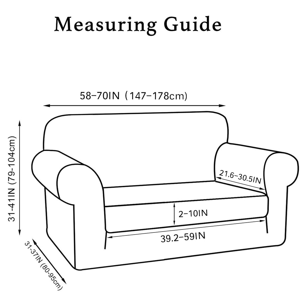 Turquoize Stretch Sofa Slipcover 2 Pieces Sofa Cover Couch Cover For 2 Cushion Couch Washable Furniture Protector Covers With Elastic Bottom Feature Thick Jacquard Fabric (Loveseat, Burgundy)