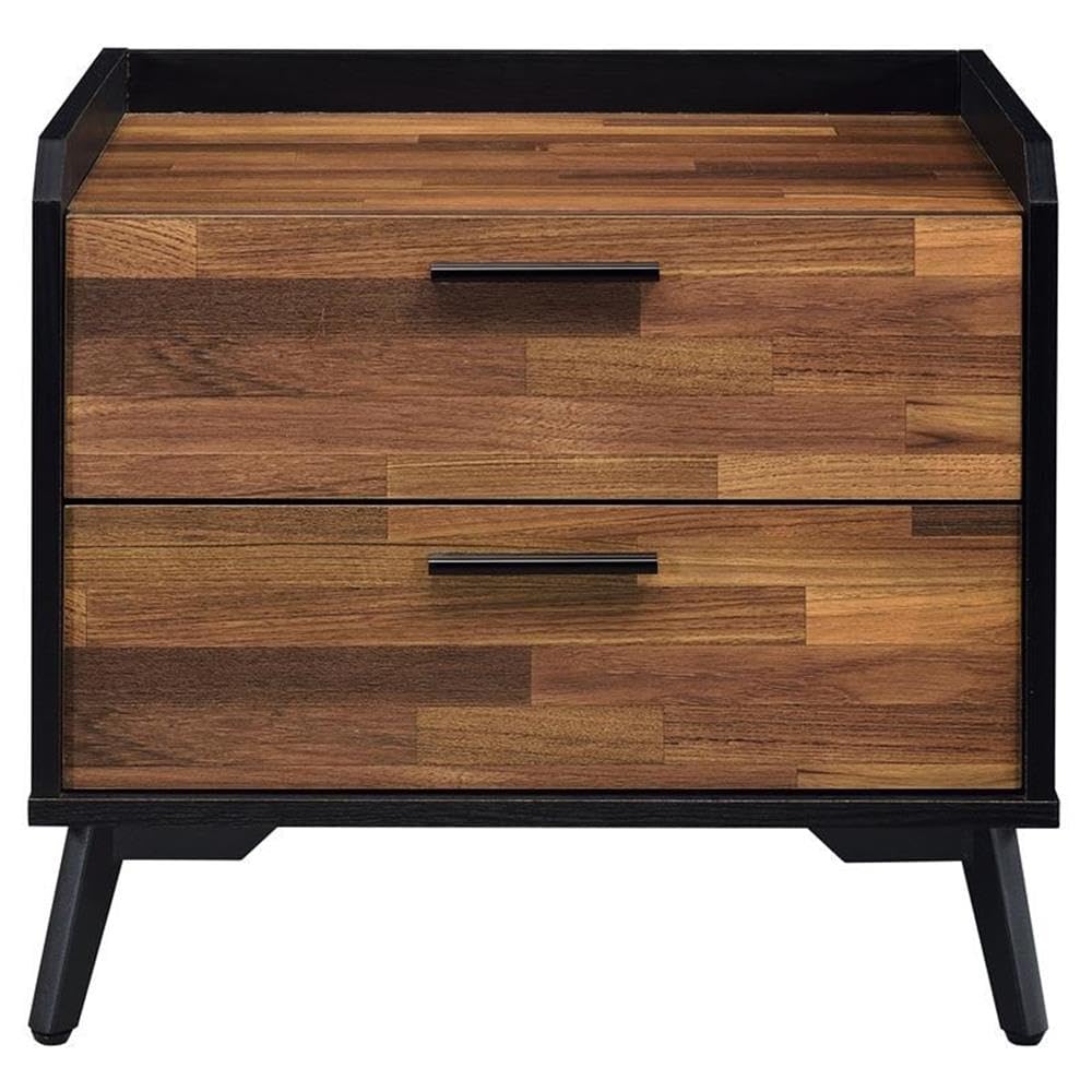 Acme Jiranty Wooden Accent Table with 2 Storage Drawers in Walnut and Black