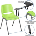 Flash Furniture Hercules Series 880 Lb. Capacity Green Ergonomic Shell Stack Chair With Gray Frame (Pack Of 1)