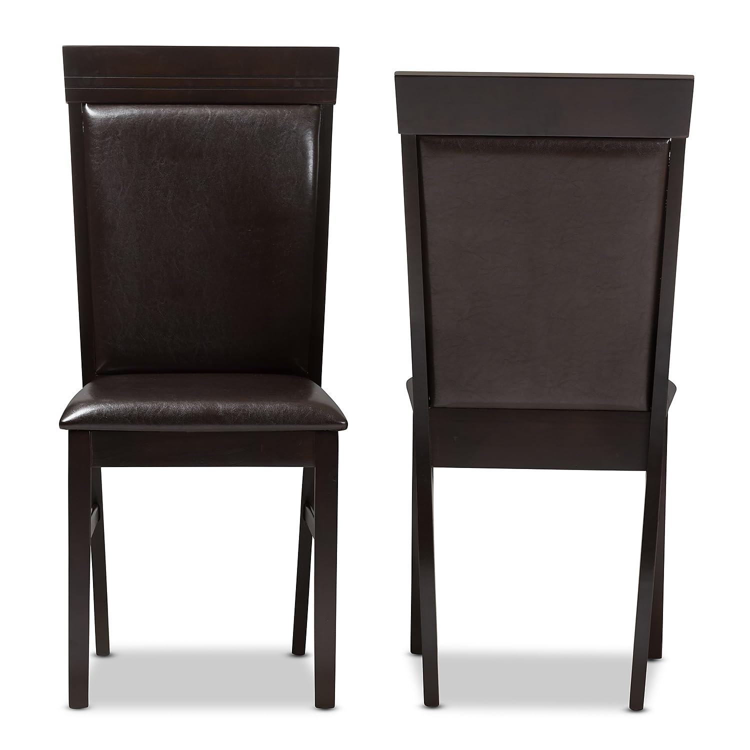 Baxton Studio Thea Contemporary Faux Leather Dining Chair, Dark Brown, 2/Set (142-2PC-8031-HT)