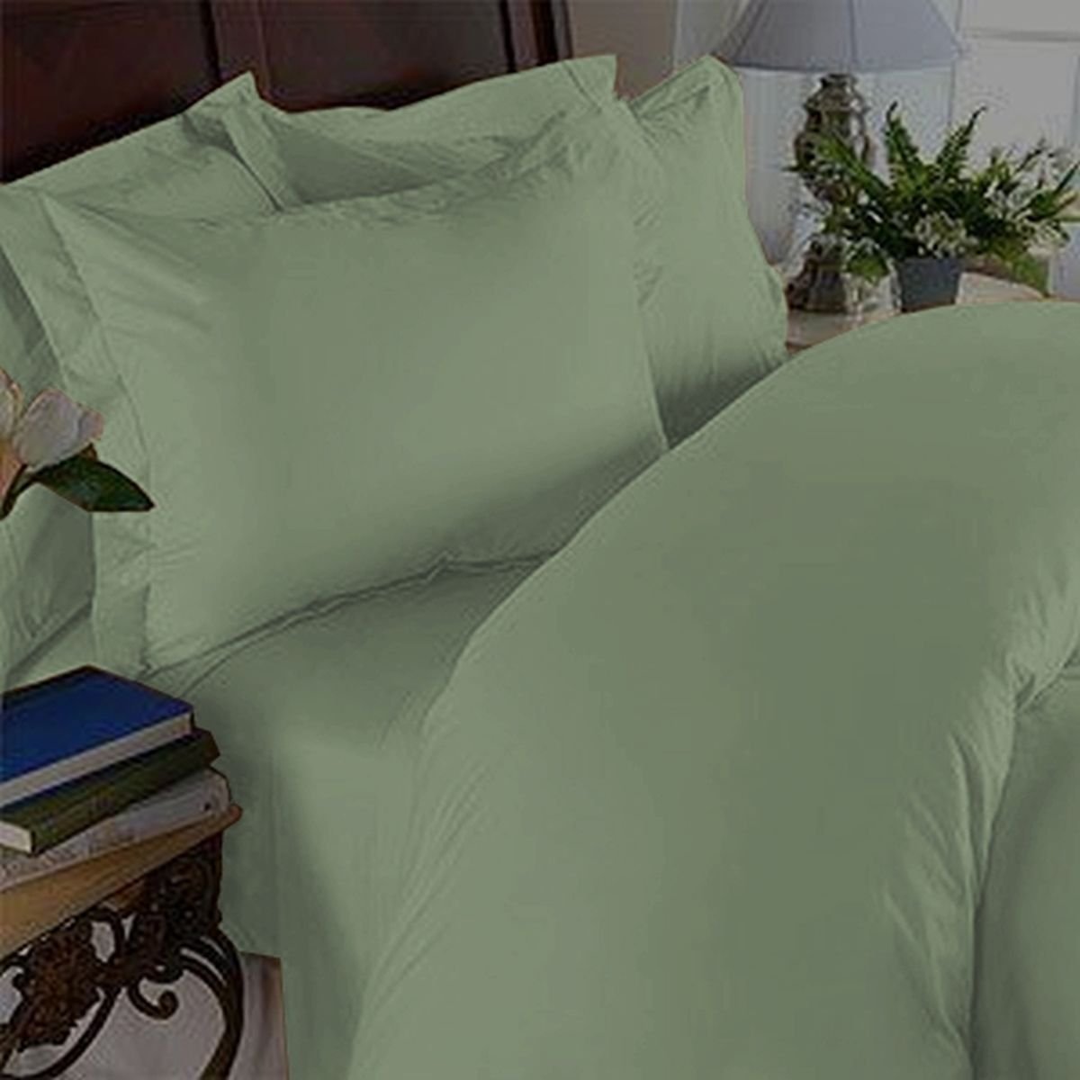 Elegance Linen Wrinkle-Free- 1500 Thread Count Queen Size Egyptian Quality 3Pcs Duvet Cover, Green