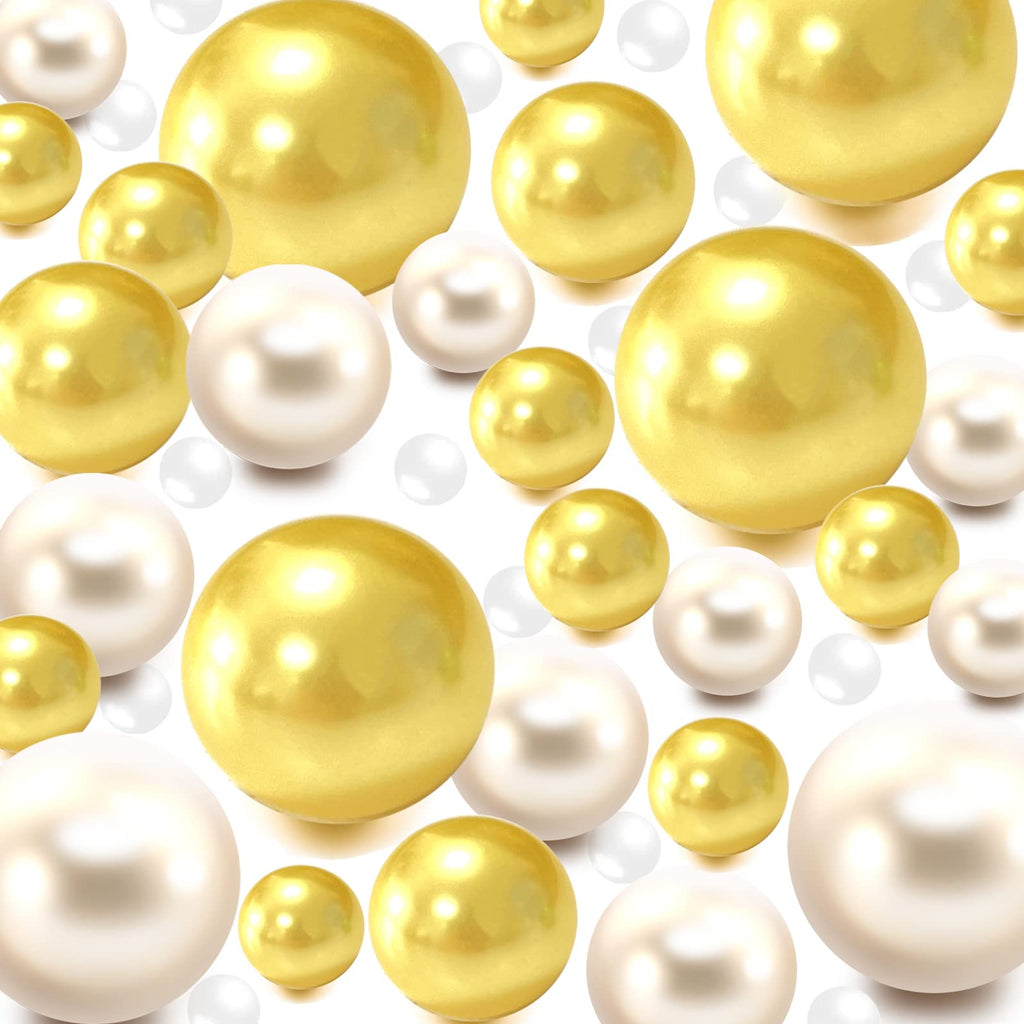 200 Pieces Floating NO Hole Pearls and 6500 Pcs Transparent Water Gels,Floating Beads Pearls for Vases,Pearl Beads for Home Wedd
