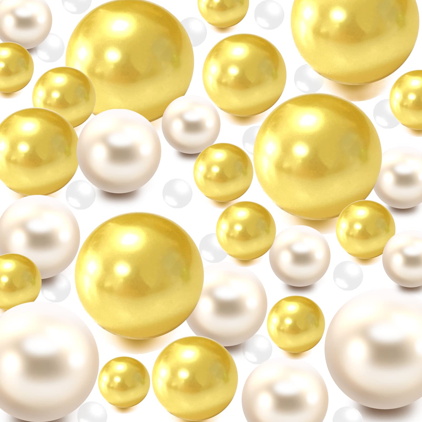 200 Pieces Floating NO Hole Pearls and 6500 Pcs Transparent Water Gels,Floating Beads Pearls for Vases,Pearl Beads for Home Wedd