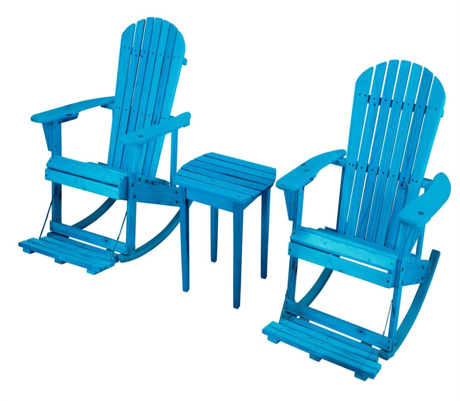 WUnlimited SW2007SB-R2ET1 Adirondack Rocking Bistro Set, Sky Blue