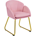 Yaheetech Modern PU Leather Armchair, Flower Shaped Makeup Chair Vanity Chair with Golden Metal Legs for Living Room/Makeup Room