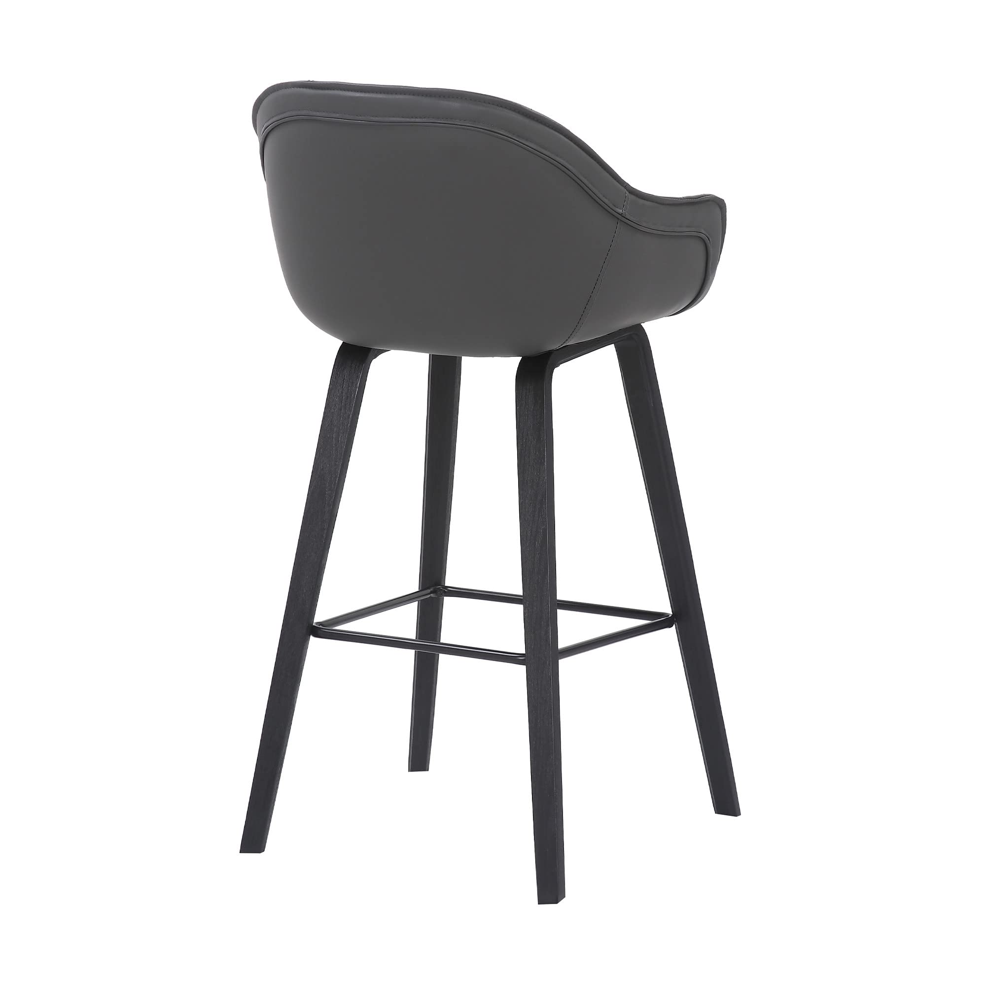 HomeRoots Metal, Wood, Faux Leather Gray Textured Faux Leather Modern Bar Stool