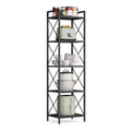 Songmics 5-Tier Metal Storage Rack, Shelving Unit With X Side Frames, Dense Mesh, 12.6 X 15.7 X 57.3 Inches, For Entryway, Kitchen, Living Room, Bathroom, Industrial Style, Ink Black Ubsc145B01