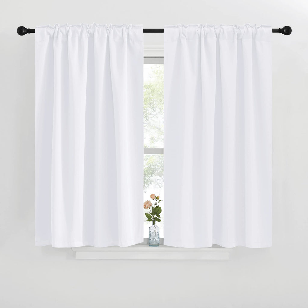Nicetowm Window Treatment Curtain Panels - (White Color) W42 X L40, 2 Pieces, Semi Blackout Window Treatment Drape Panel For Kids Bedroom