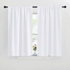 Nicetowm Window Treatment Curtain Panels - (White Color) W42 X L40, 2 Pieces, Semi Blackout Window Treatment Drape Panel For Kids Bedroom