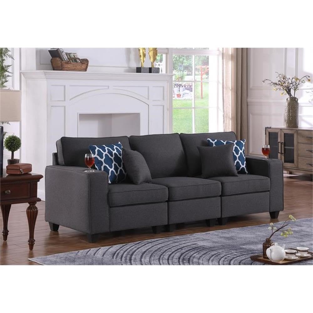 Lilola Home Cooper Dark Gray Linen Sofa