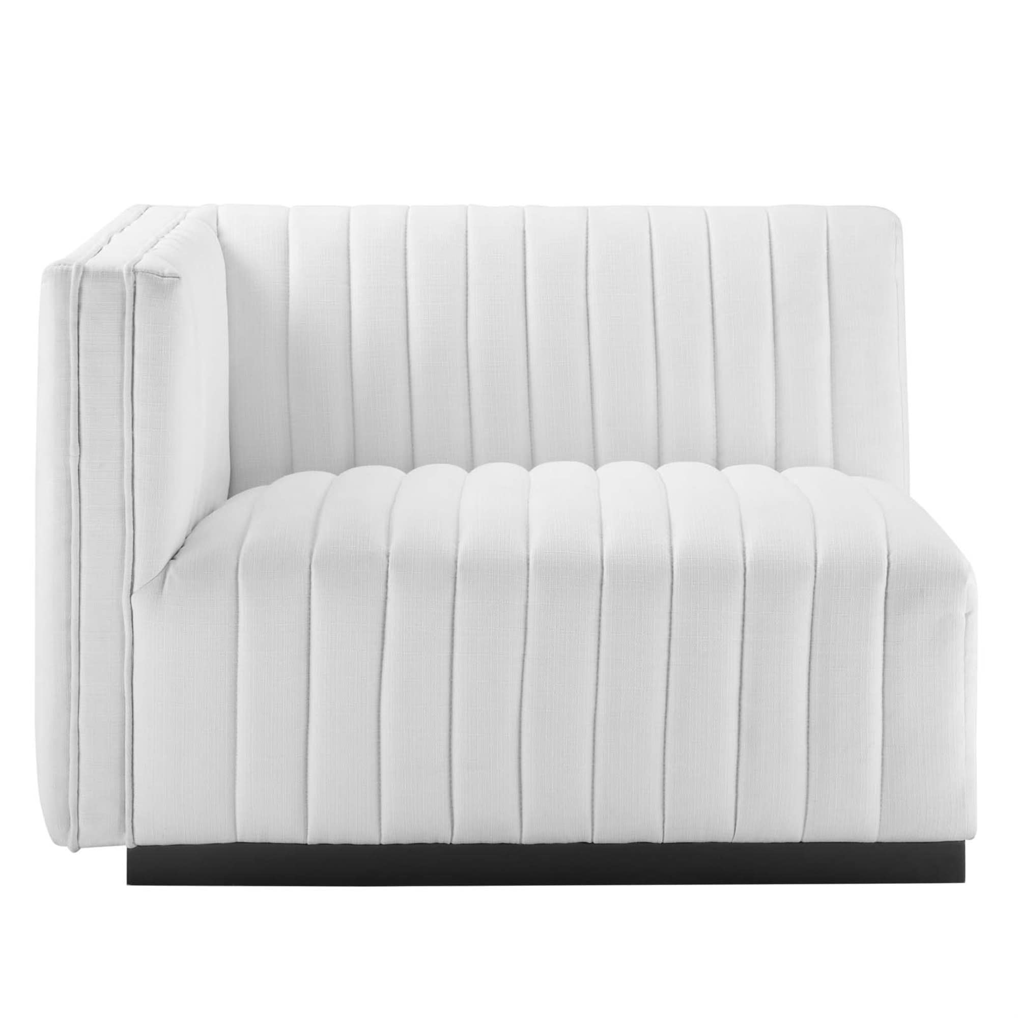 Modway Conjure Modern Channel Tufted Fabric Left-Arm Chair In White